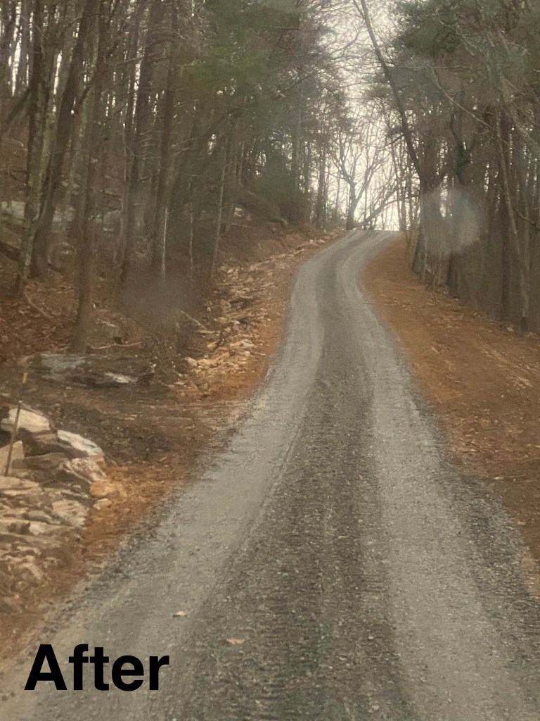 Mountain road in Dunlap, Tennessee  after excavation work by 4 Seasons Contracting, LLC.